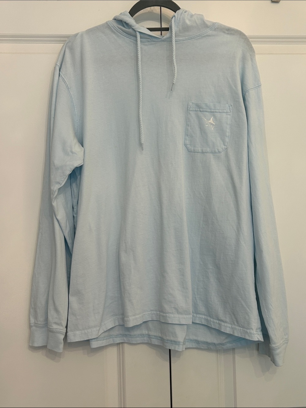 Guy Harvey Pale Blue Long-Sleeve Hooded Pocket Shirt